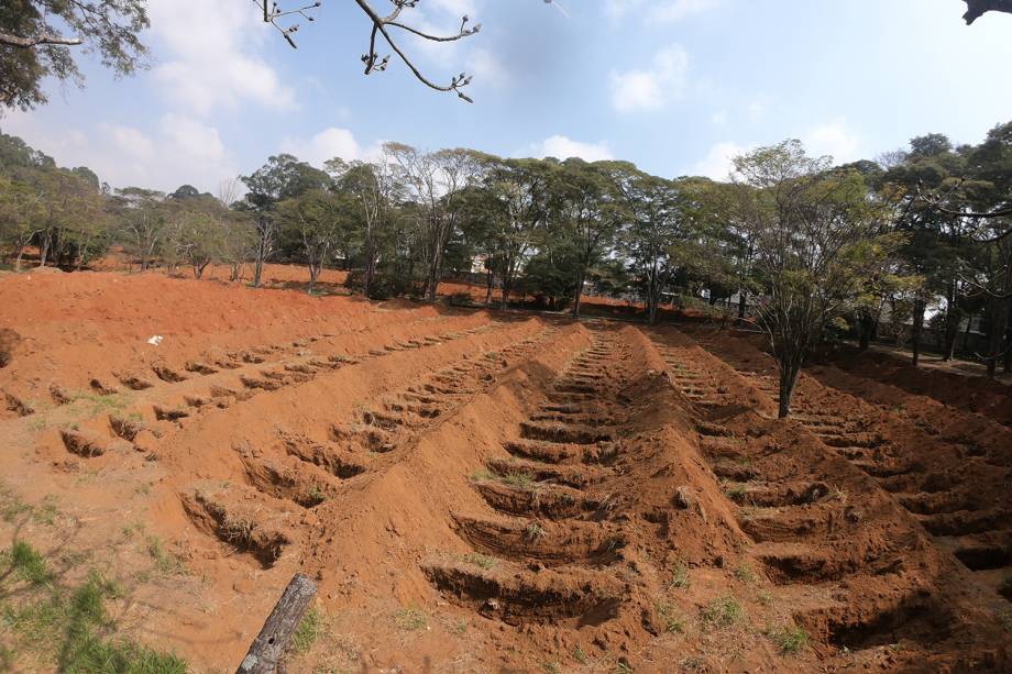 Cemitério da Vila Formosa, o maior da América Latina e responsável pelo sepultamento da maioria dos óbitos causados pela Covid-19 na cidade de São Paulo.