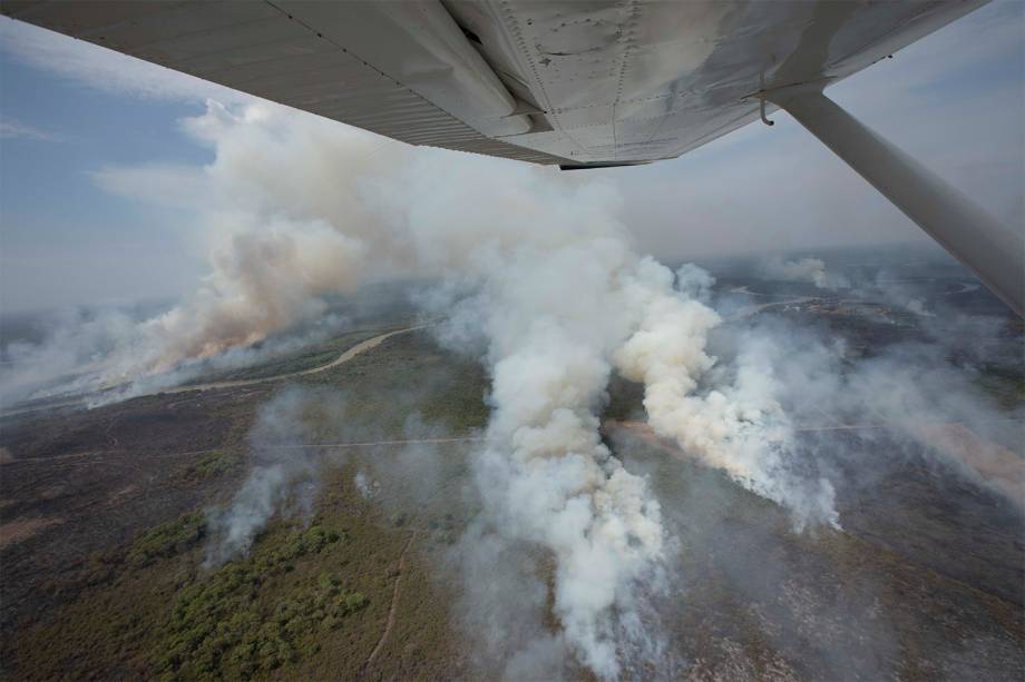 Colunas de fumaça sobem do bioma que é considerado o paraíso das águas Colunas de fumaça sobem do bioma que é considerado o paraíso das águas