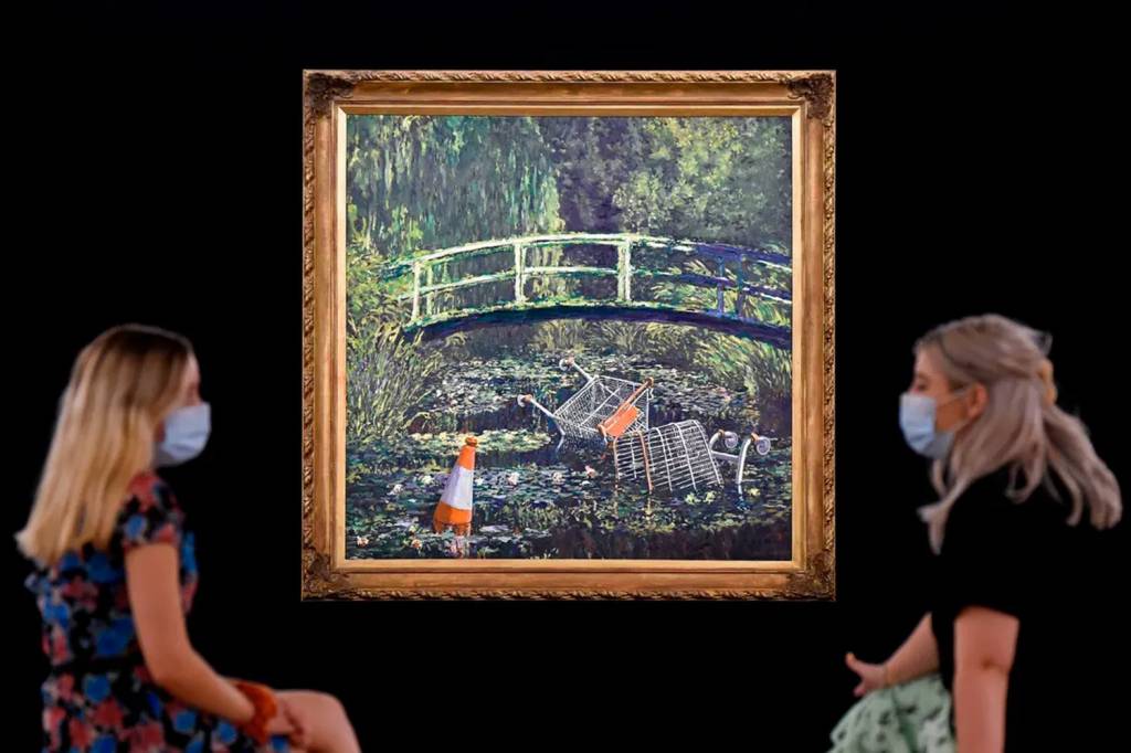 Quadro de Banksy que faz uma releitura rebelde de Monet vai a leilão