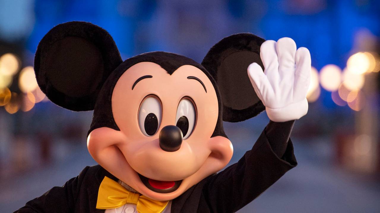 LAKE BUENA VISTA, FL - JULY 11: In this handout photo provided by Walt Disney World Resort, Mickey Mouse pauses on Main Street, U.S.A. just before sunrise at Walt Disney World Resort on July 11, 2020 in Lake Buena Vista, Florida. (Photo by Kent Phillips/Walt Disney World Resort via Getty Images)