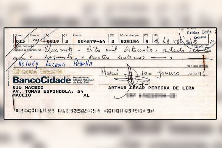 Arthur Lira – cheque.jpg VOADOR? - Cheque: o documento serviu de prova contra o parlamentar -