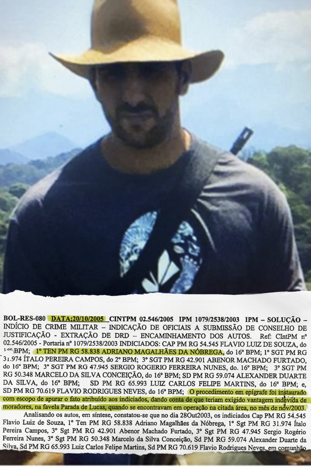 CAPITAO-ADRIANO-NOBREGA-MORTE-ESPLANADA-BAHIA-2020–(5).jpg O COMANDANTE - Adriano, morto em fevereiro deste ano, pôs de pé a célula criminosa mais eficiente do Rio: em sua ficha corrida (à dir.), a extorsão é um dos primeiros delitos de uma vida marcada pelo crime -
