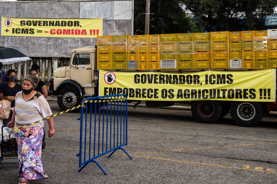 Comerciantes do entreposto protestaram contra a iniciativa de Doria de promover aumento do ICMS -