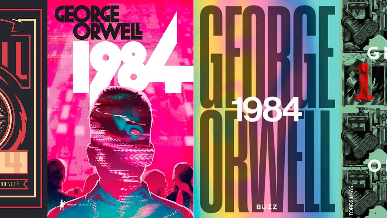 Livro 1984 ganha novas edições: da esquerda para a direita, editoras Excelsior, Biblioteca Azul, Buzz e Tordesilhas