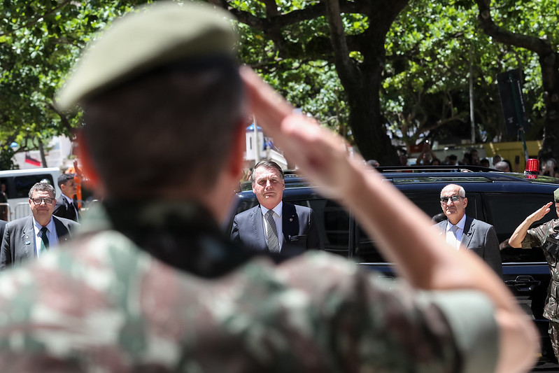O presidente Jair Bolsonaro, durante evento com militares