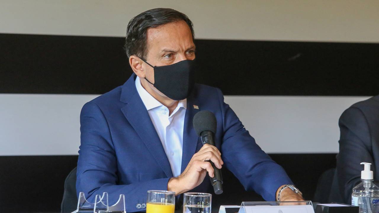 O governador de São Paulo, João Doria, durante coletiva de imprensa