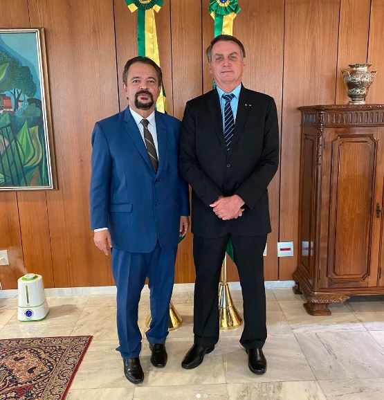 O ap&oacute;stolo C&eacute;sar Augusto, durante encontro com o presidente Jair Bolsonaro no Pal&aacute;cio do Planalto
