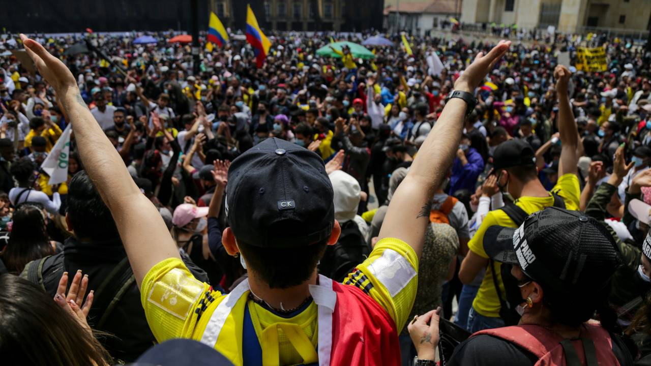 Protestos contra a reforma tributária em Bogotá, Colômbia - 01/05/2021