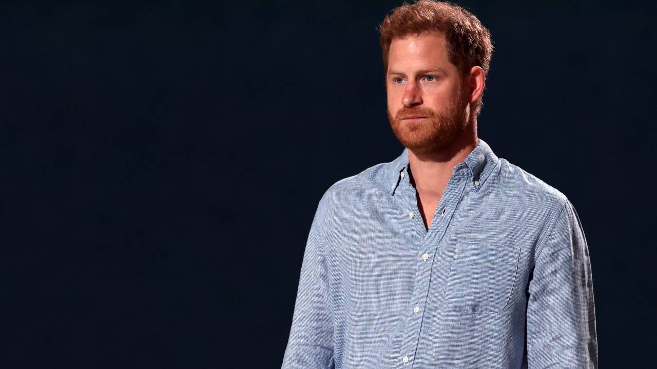 INGLEWOOD, CALIFORNIA: In this image released on May 2, Prince Harry, The Duke of Sussex, speaks onstage during Global Citizen VAX LIVE: The Concert To Reunite The World at SoFi Stadium in Inglewood, California. Global Citizen VAX LIVE: The Concert To Reunite The World will be broadcast on May 8, 2021. (Photo by Kevin Winter/Getty Images for Global Citizen VAX LIVE)