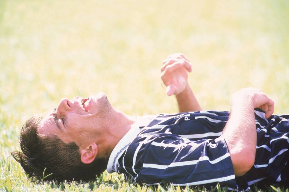 Sylvinho, do Corinthians, no jogo contra o Rio Branco, pelo Campeonato Paulista, em 1996 -