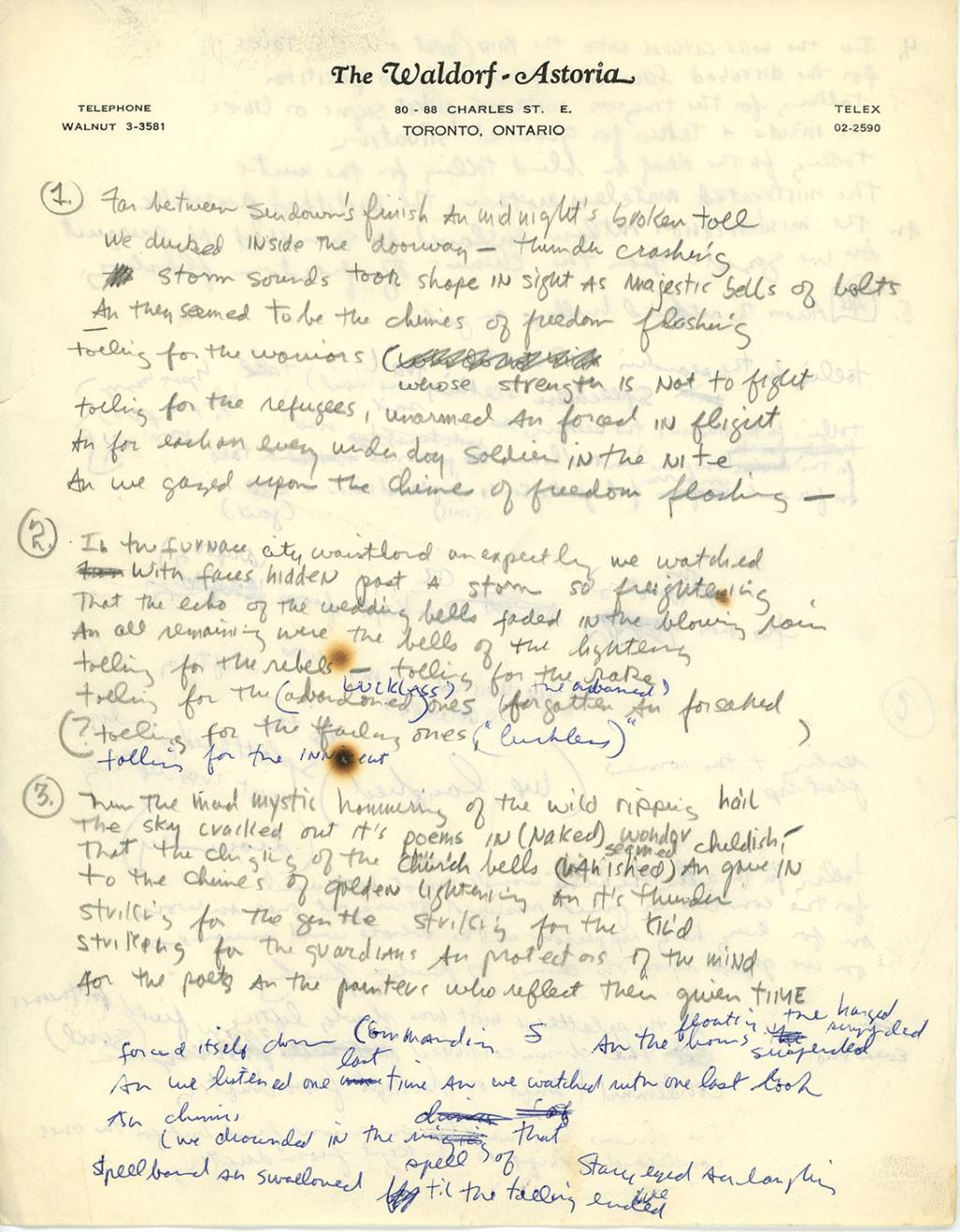 collection-dylan-handwriting-01 Manuscrito de Bob Dylan que estará em exposição em novo museu dedicado ao músico