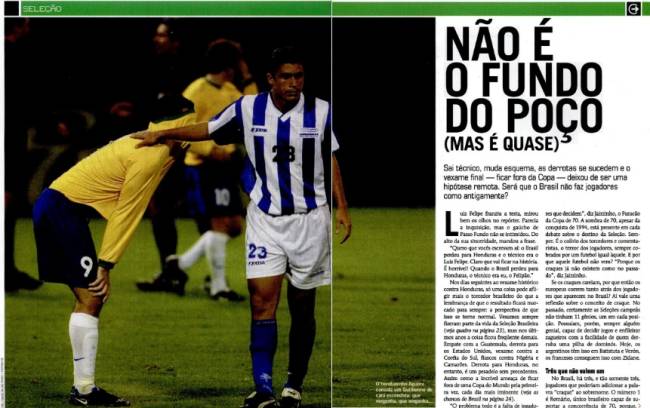 Edição de julho de 2001 destacou derrota contra Honduras Edição de julho de 2001 destacou derrota contra Honduras