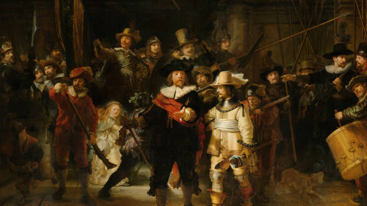 'A Ronda Noturna', do holandês Rembrandt Harmenszoon van Rijn, pintada no século XVIII
