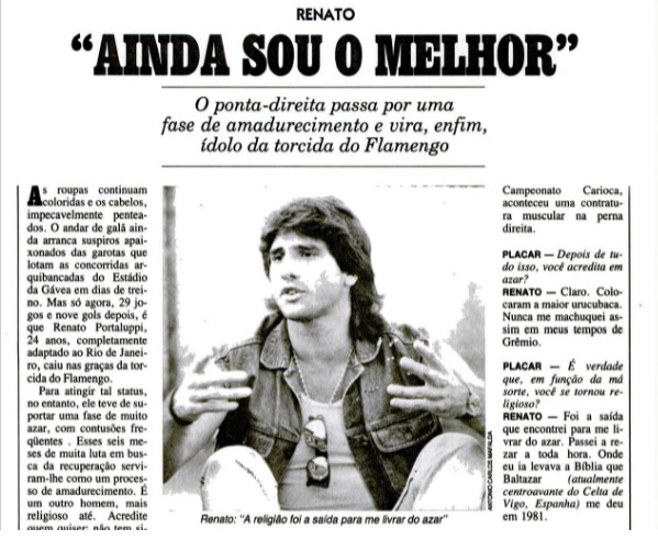 Renato Gaúcho em entrevista a PLACAR em 1987 Renato Gaúcho em entrevista a PLACAR em 1987