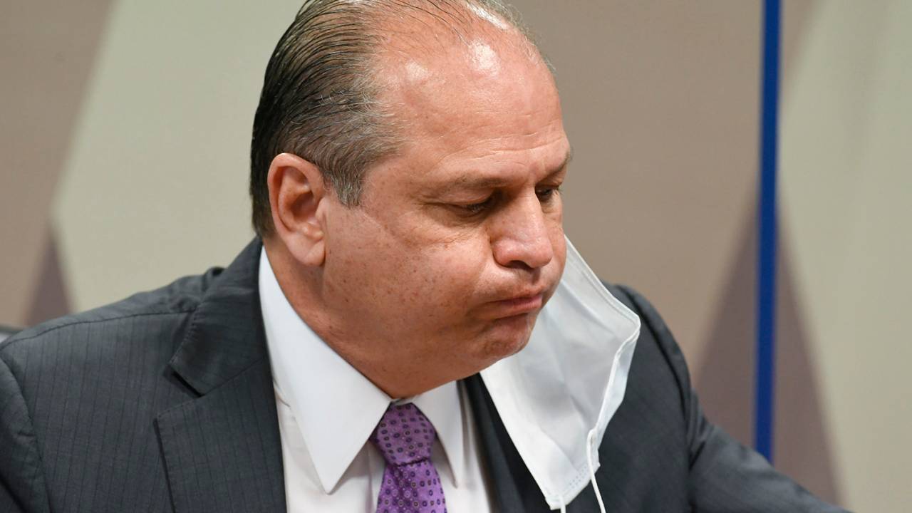 O deputado federal Ricardo Barros (PP-PR), durante depoimento na CPI da Pandemia -