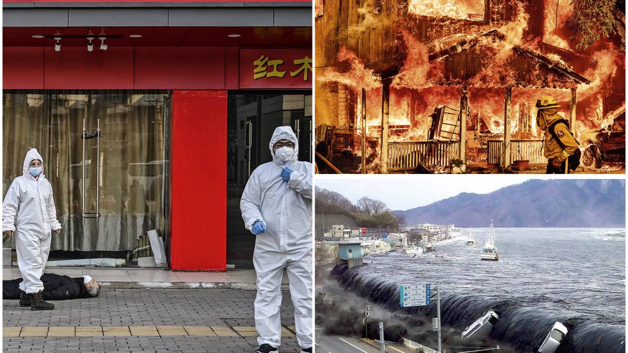 DESTRUIÇÃO - Início da pandemia na China, incêndio florestal nos Estados Unidos e tsunami no Japão: as tragédias moldam o mundo -