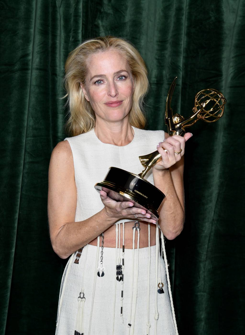 “The Crown” 73rd Primetime Emmys Celebration – Red Carpet Arrivals LONDON, ENGLAND - SEPTEMBER 19: Gillian Anderson with her Emmy award for 'Outstanding Supporting Actress for a Drama Series', at the