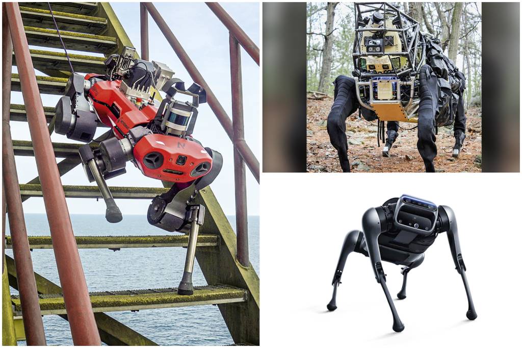 xiaomi.jpg ELES, OS ROBÔS - O ANYmal, da ANYbotics (à esq.), é capaz de subir e descer escadas com desenvoltura; o BigDog, protótipo de carga da Boston Dynamics (acima à dir.), que não chegou a ser comercializado; e o CyberDog, da Xiaomi (abaixo à dir.): aparência ameaçadora -