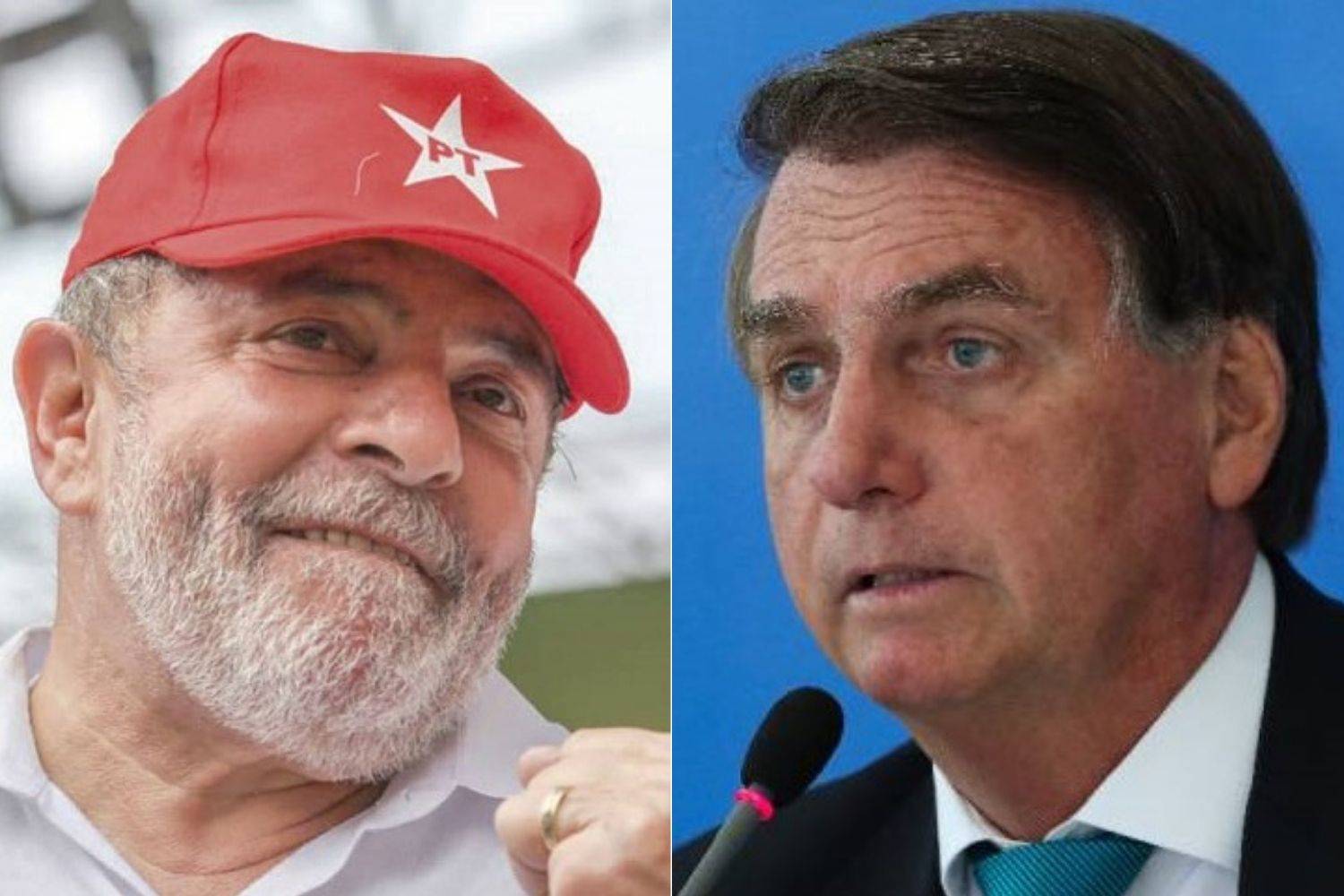 O ex-presidente Lula (e) e o presidente Jair Bolsonaro
