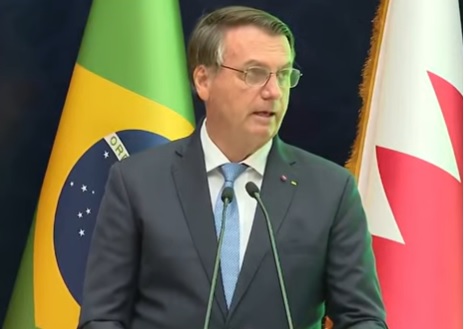 O presidente Jair Bolsonaro discursa em evento do Centro Global Rei Hamad para a Coexistência Pacífica, em Manama, Bahrein