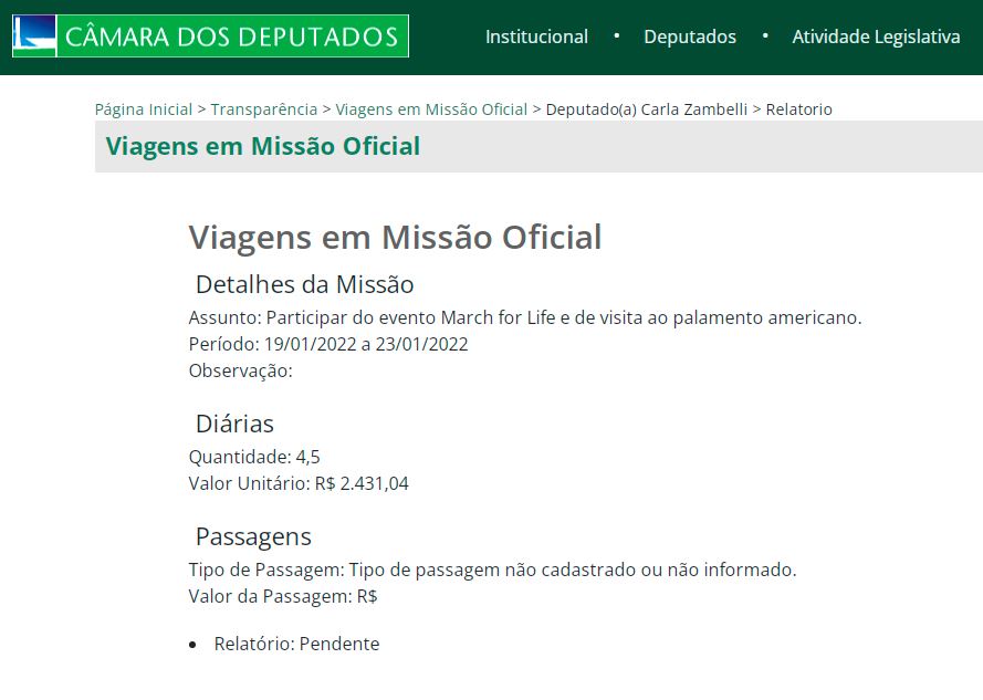 Carla Zambelli 8 Painel da Câmara informa que o gasto com a viagem foi coberto por dinheiro público