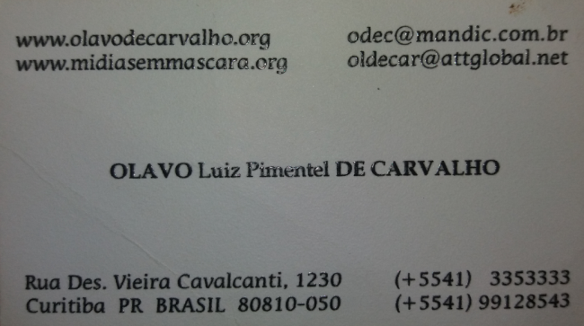 Olavo – cartão mídia sem máscara olavo