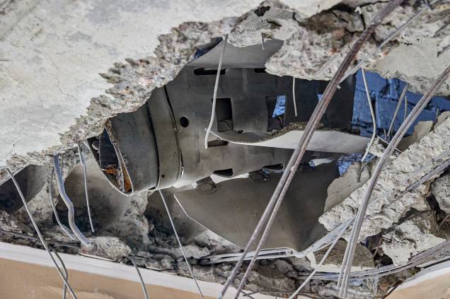 Vista de um edifício danificado após a operação militar russa em Kharkiv, na Ucrânia - Vista de um edifício danificado após a operação militar russa em Kharkiv, na Ucrânia -