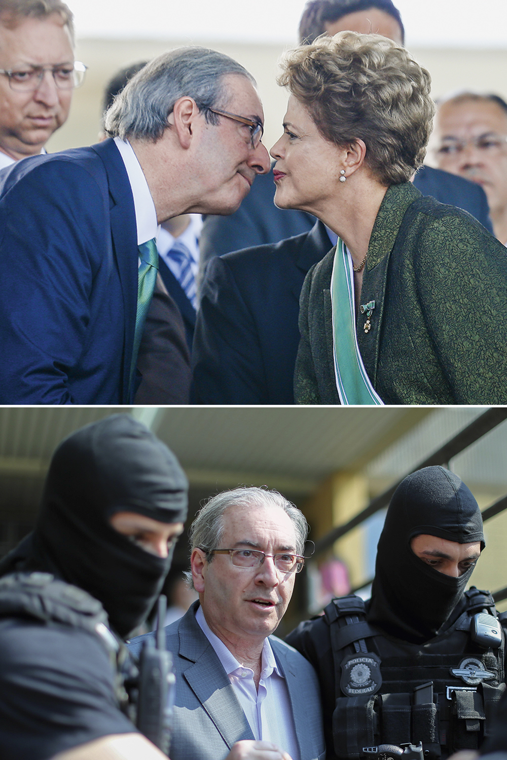 EDUARDO-CUNHA-DILMA-ROUSSEFF-2015-1.jpeg ASCENSÃO E QUEDA - Em 2016, Eduardo Cunha, no comando da Câmara, conduziu pessoalmente as articulações do impeachment da petista Dilma Rousseff, antes de ser cassado, condenado e preso por corrupção -