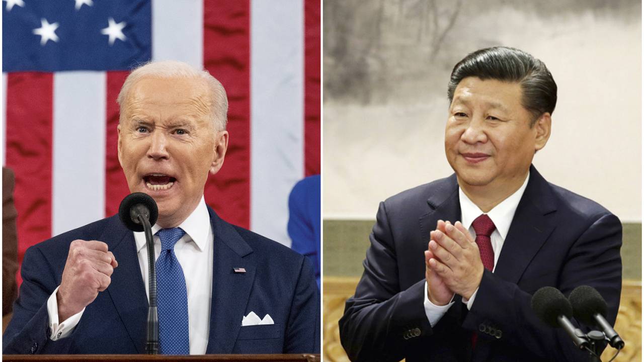 CONTRA E A FAVOR - Enquanto Biden (à esq.) ameaça, Xi põe panos quentes: interesses opostos estão em jogo no xadrez mundial -