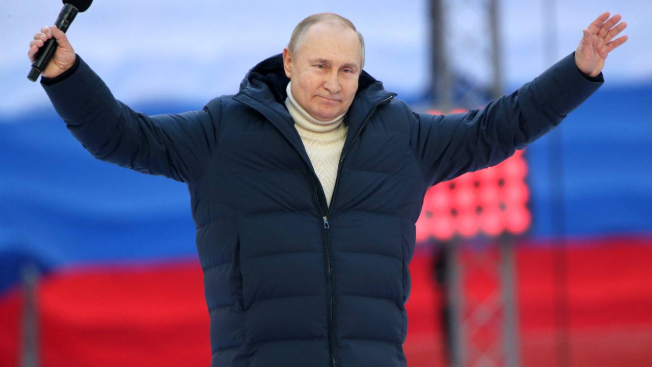 Vladimir Putin, em evento em apoio à invasão da Ucrânia realizado em 18 de março, em Moscou