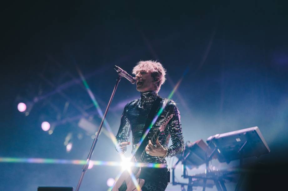 O cantor Machine Gun Kelly durante a apresentação no Lollapalooza Brasil -