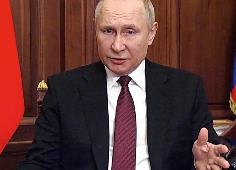 Presidente da Rússia, Vladimir Putin em pronunciamento. 22/03/2022