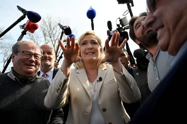 Marine Le Pen, candidata presidencial do partido de extrema-direita francês, Rassemblement National (RN) - Marine Le Pen, candidata presidencial do partido de extrema-direita francês, Rassemblement National (RN) -
