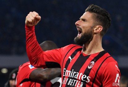 Giroud, atacante do Milan: time lidera o Campeonato Italiano