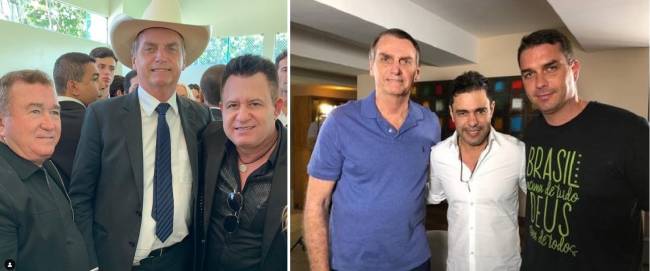 Bolsonaro entre Amado Batista e Marrone Bolsonaro entre Amado Batista e Marrone, e ao lado de Zezé di Camargo e Flávio Bolsonaro