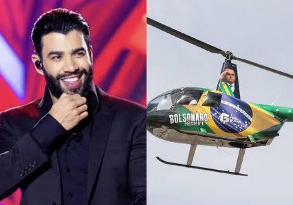 O helicóptero de Gusttavo em homenagem ao presidente
