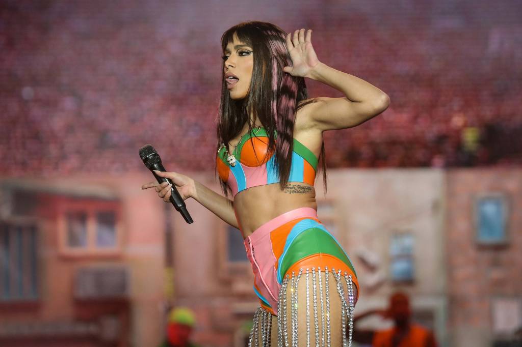 Anitta durante sua apresenta&ccedil;&atilde;o no Rock in Rio Lisboa, no Parque da Bela Vista, Lisboa, Portugal, 26/06/2022.