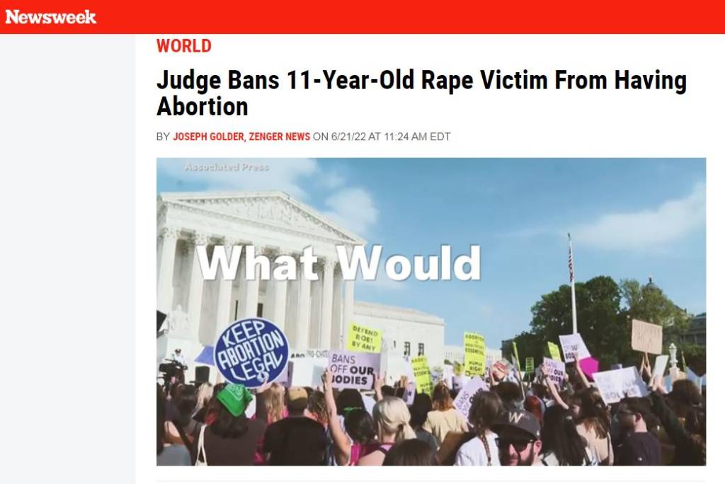Aborto – Newsweek Reportagem da revista Newsweek lembra que o aborto no caso da menina de Santa Catarina é legal