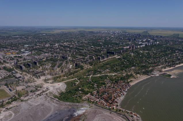 Vista aérea mostra a cidade de Mariupol, em meio à ação militar russa na Ucrânia, em 13 de junho de 2022. Vista aérea mostra a cidade de Mariupol, em meio à ação militar russa na Ucrânia, em 13 de junho de 2022.