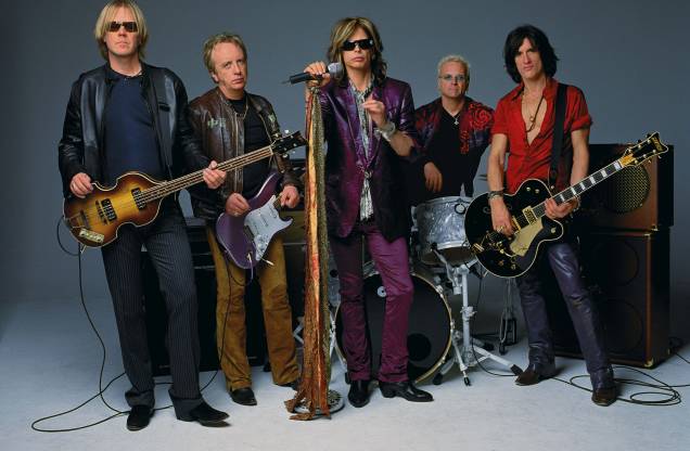 Integrantes da banda americana Aerosmith, em 2017. Integrantes da banda americana Aerosmith, em 2017.