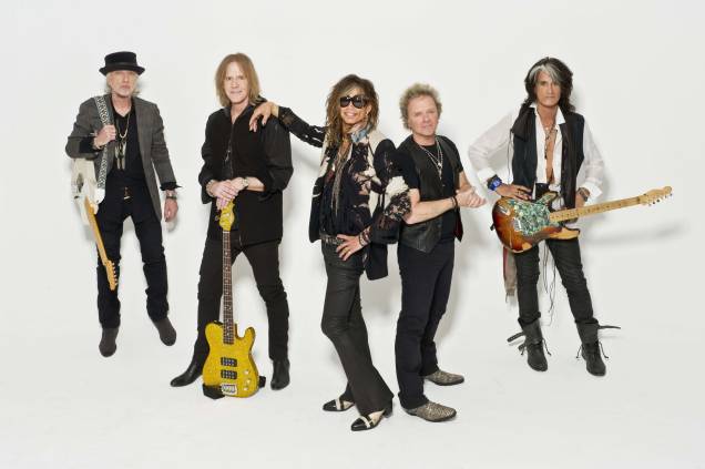 Integrantes da banda americana Aerosmith, em 2012. Integrantes da banda americana Aerosmith, em 2012.