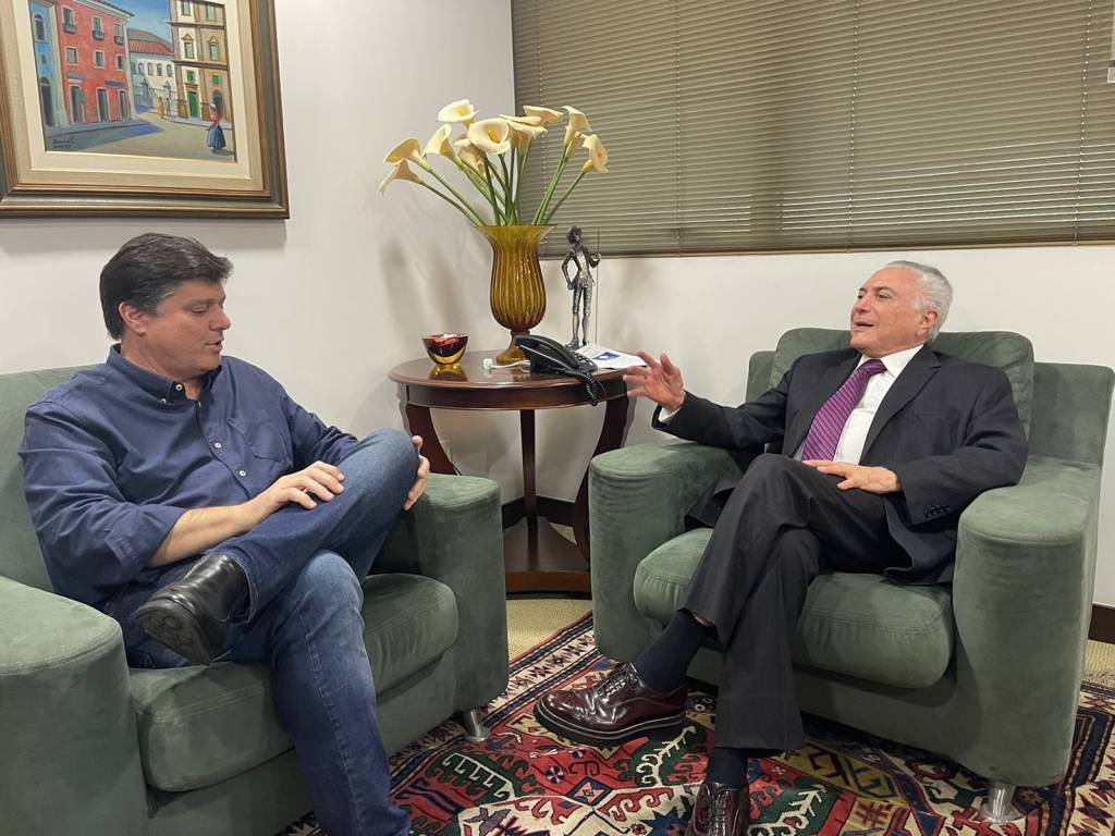 Baleia e TEmer O presidente nacional do MDB, Baleia Rossi, e o ex-presidente Michel Temer em reunião na qual trataram da convenção do MDB