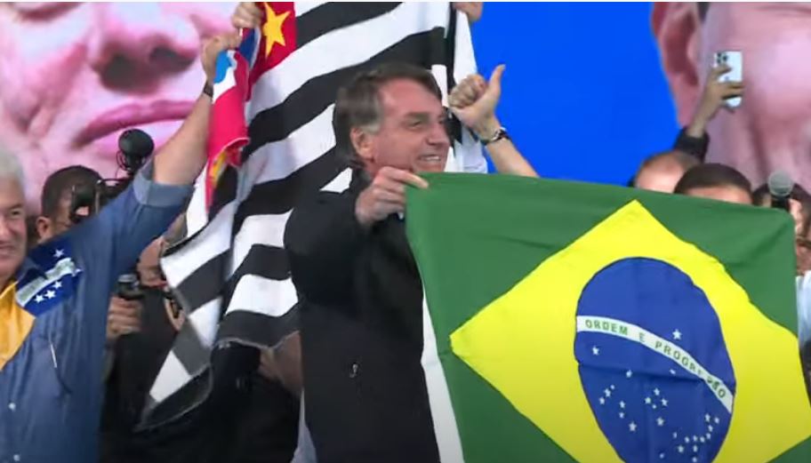 O presidente Jair Bolsonaro (PL), durante a convenção do Republicanos em São Paulo