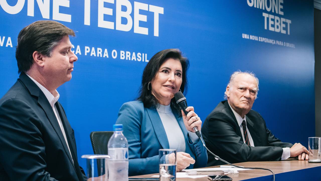 25/5/2022 - Coletiva imprensa MDB Coletiva de imprensa da pré-candidata à Presidência da Republica Simone Tebet /Foto Tuca/MDB