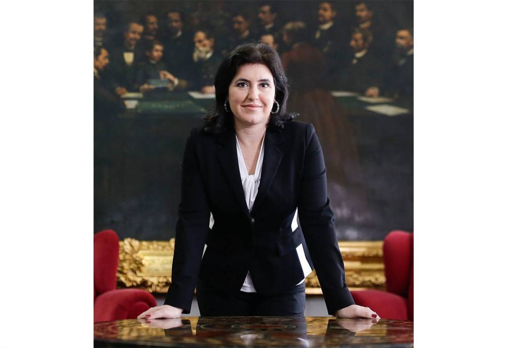 A senadora e pr&eacute;-candidata &agrave; Presid&ecirc;ncia Simone Tebet pelo MDB, em Bras&iacute;lia, 5/5/2022.
