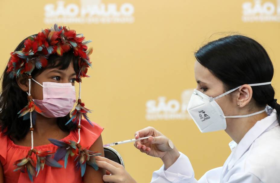 Vacinação infantil contra a Covid-19, em São Paulo, 2022.