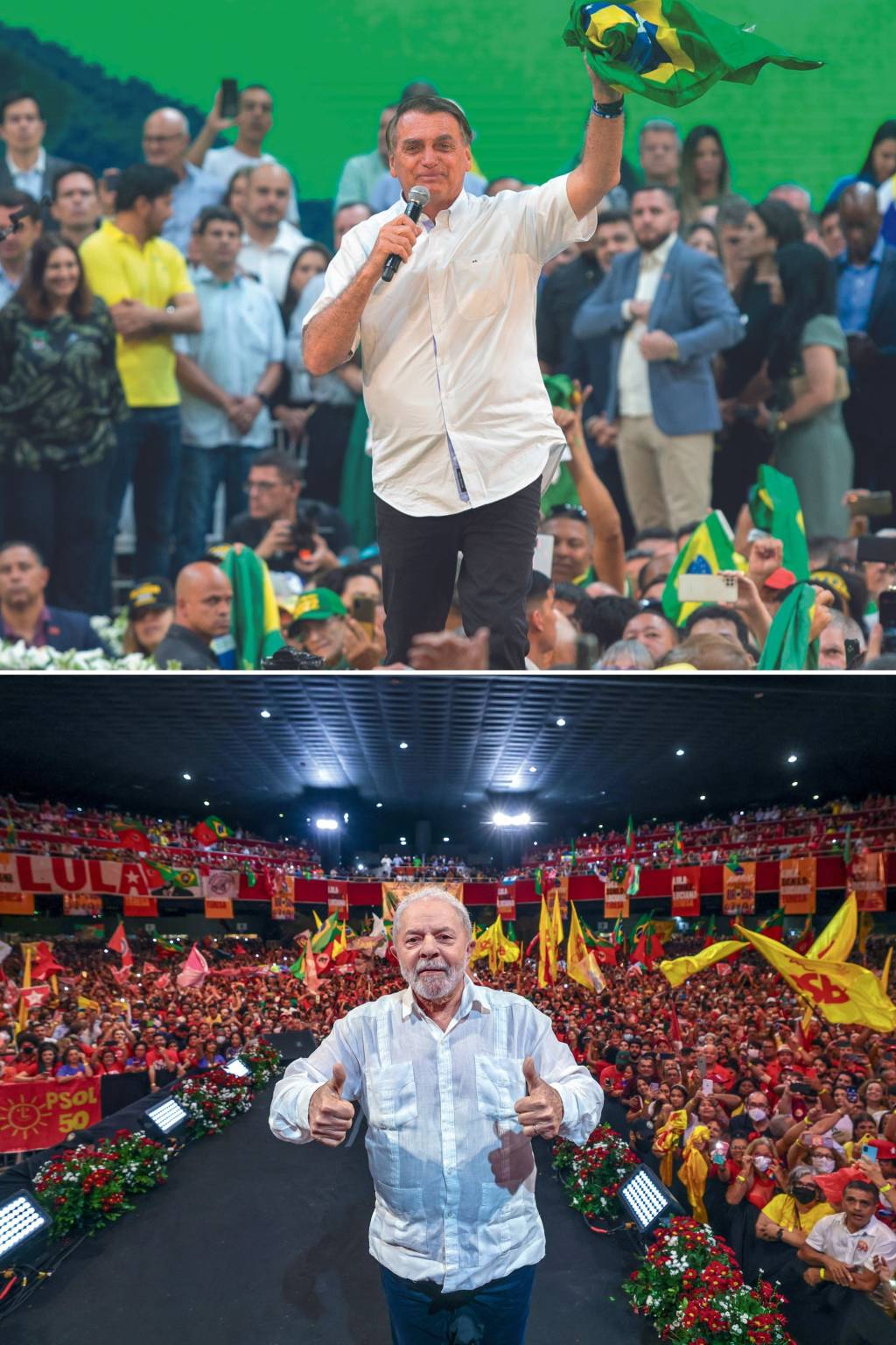 Bolsonaro-Lula-2 PRIORIDADES - Bolsonaro e Lula: o PL vai distribuir recursos para candidatos à Câmara, enquanto o PT concentrará os gastos na campanha do ex-presidente -