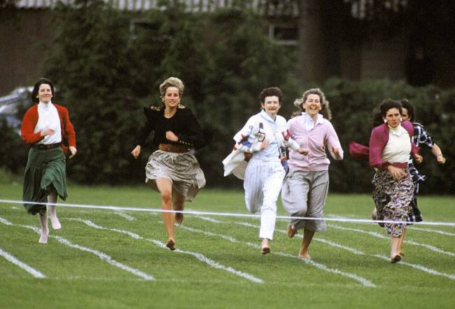 In memory of Diana, Princess of Wales, who was killed in an automobile accident in Paris, France on August 31, 1997. LONDON, ENGLAND - JUNE 11: Diana, Princess of Wales, runs barefoot as she takes part in the Mother's race during Prince Harry's school sports day in Richmond on June 11, 1991 in London, United Kingdom. (Photo by Anwar Hussein/WireImage)