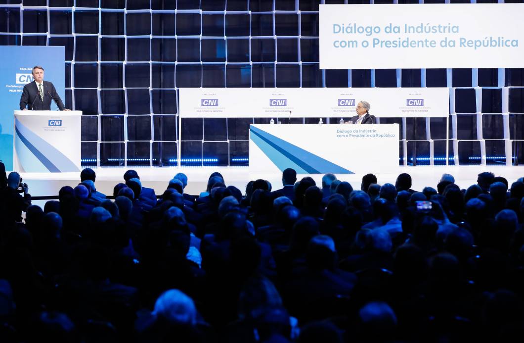 O presidente da República e candidato `a reeleição Jair Bolsonaro, durante encontro com empresários da indústria, em Brasília, 29/06/2022. O presidente da República e candidato `a reeleição Jair Bolsonaro, durante encontro com empresários da indústria, em Brasília, 29/06/2022.
