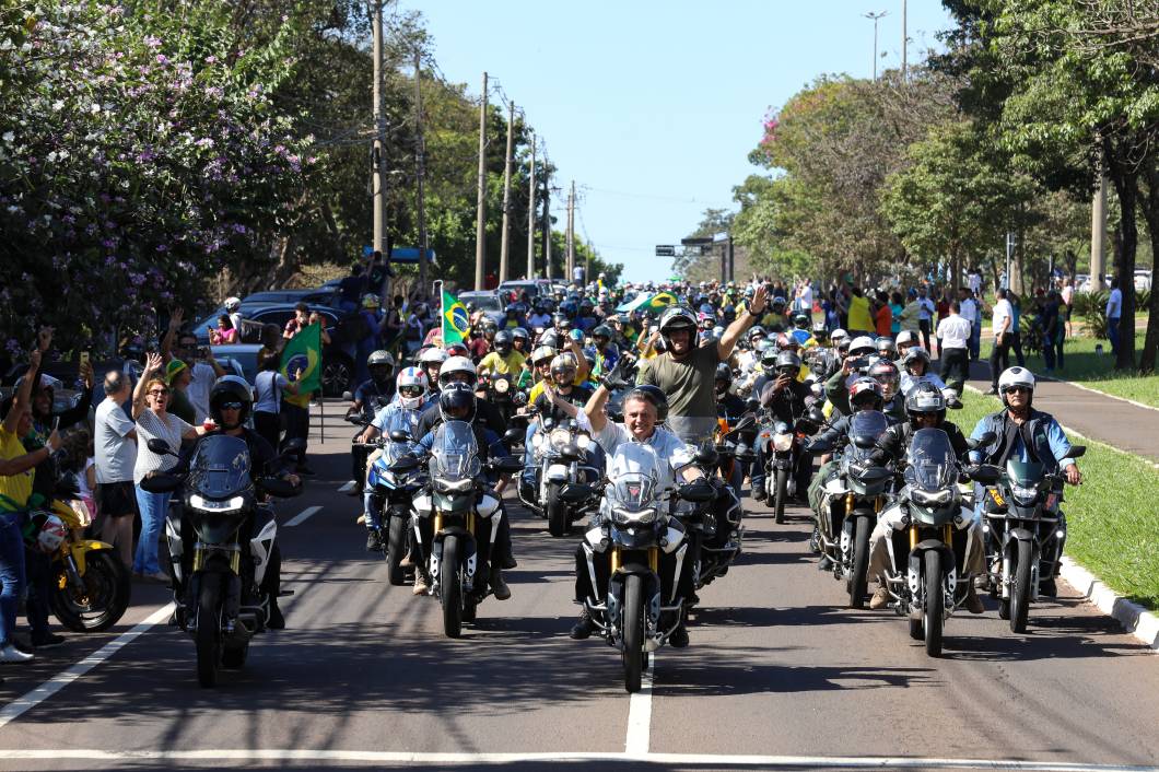 O presidente da República e candidato `a reeleição Jair Bolsonaro, participa da motociata em Campo Grande - MS, 30/06/2022. O presidente da República e candidato `a reeleição Jair Bolsonaro, participa da motociata em Campo Grande - MS, 30/06/2022.